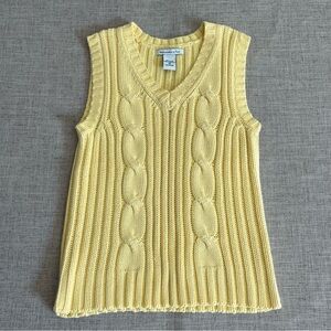 Abercrombie and Fitch Cableknit Sweater Vest Women's M Butter Yellow Sleeveless